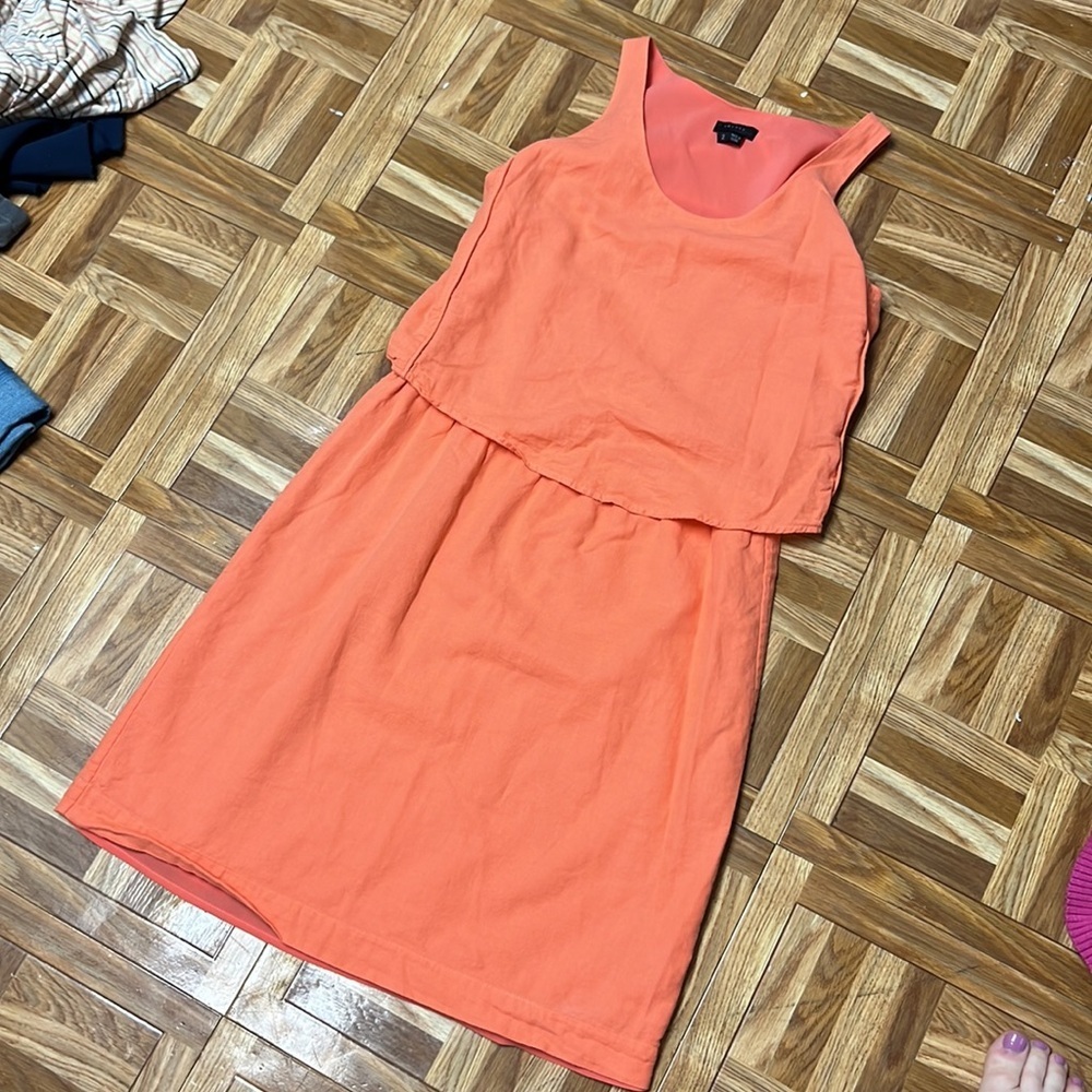 Theory Marrero Sleeveless Layer Dress Coral